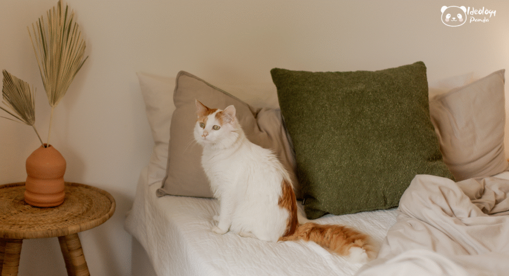 Cat pooping on bed